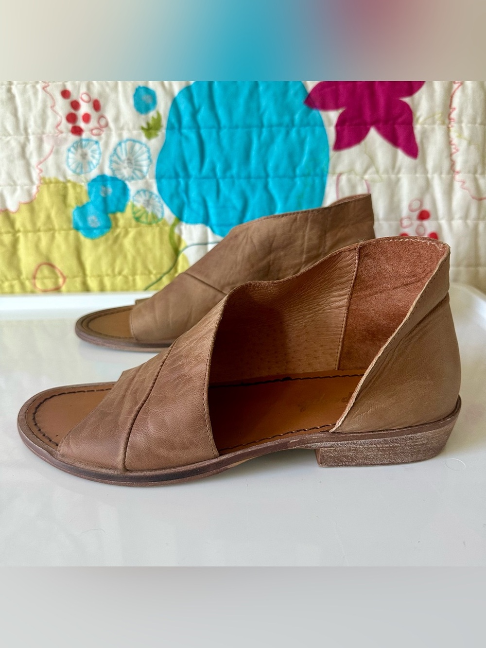 free people mont blanc light tan asymmetric leather sandals / sz 8